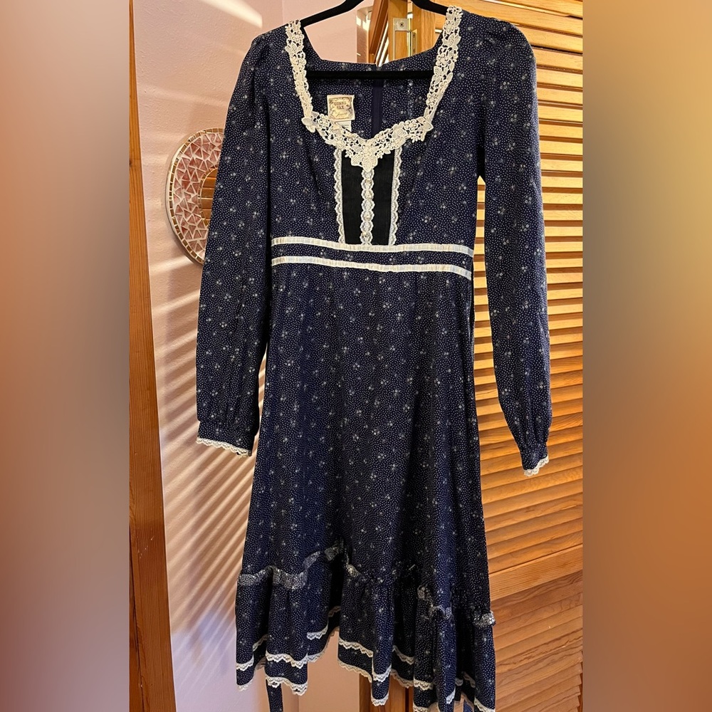 Gunne Sax Vintage Blue Boho Dress